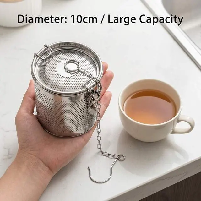 Alt view image 3 of 7 - Stainless Steel Seasoning Filter Basket 10x10cm Mesh Spice Infuser for Soup Pot, Stew, Broth
