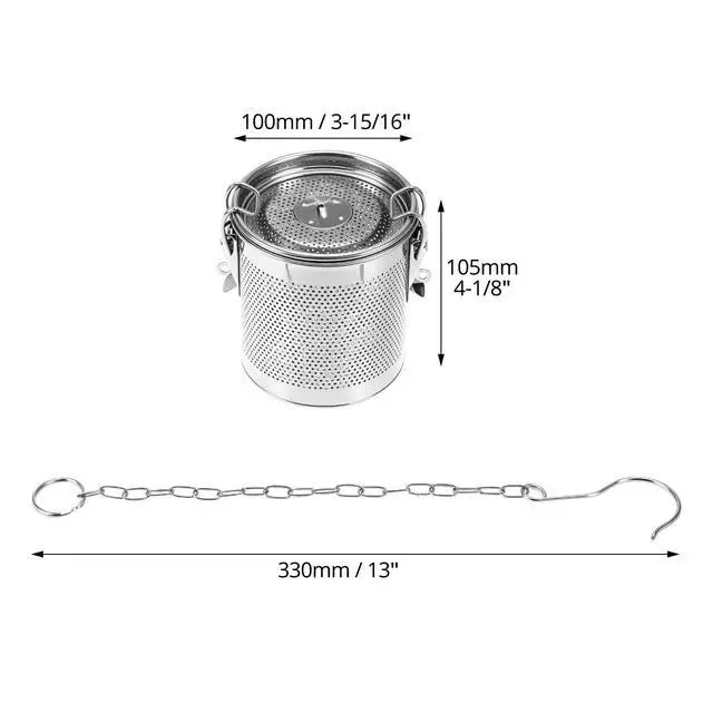 Alt view image 7 of 7 - Stainless Steel Seasoning Filter Basket 10x10cm Mesh Spice Infuser for Soup Pot, Stew, Broth
