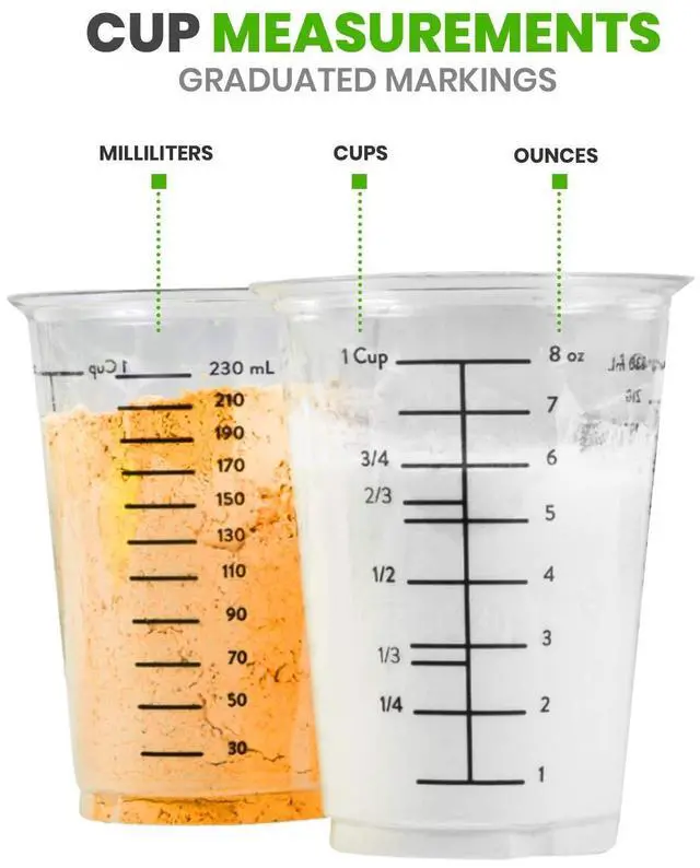 Alt view image 2 of 7 - Disposable Measuring Cups for Resin - Pack of 20 8oz Clear Plastic Measuring Cup for Epoxy Resin, Stain, Paint Mixing - Half Pint Reusable Multipurpose Mixing Cups for Cooking and Baking