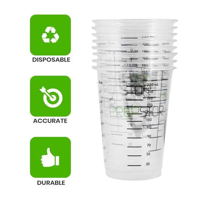 Alt view image 7 of 7 - Disposable Measuring Cups for Resin - Pack of 20 8oz Clear Plastic Measuring Cup for Epoxy Resin, Stain, Paint Mixing - Half Pint Reusable Multipurpose Mixing Cups for Cooking and Baking