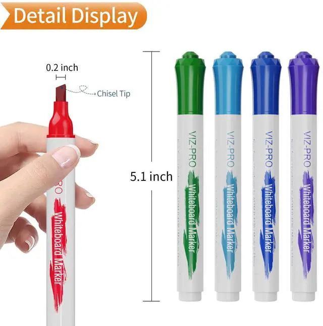 Alt view image 4 of 7 - Dry Erase Markers, Chisel Tip, Assorted Colors, 12-Count Low-Odor Whiteboard Pens