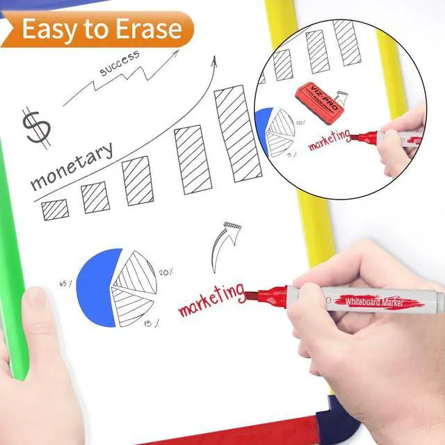 Alt view image 6 of 7 - Dry Erase Markers, Chisel Tip, Assorted Colors, 12-Count Low-Odor Whiteboard Pens