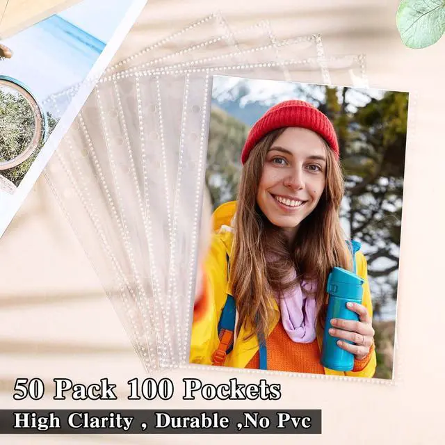 Alt view image 3 of 7 - 50 Pack 50 Pocket 5x7Clear Page Protectors for A5 Binder 6 Ring Top Loading Paper Protector Sheets Binder Sleeves for Cards,Photocards,Postcards,Pictures,Stickers,and Cash Organizer(50)