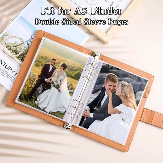 Alt view image 4 of 7 - 50 Pack 50 Pocket 5x7Clear Page Protectors for A5 Binder 6 Ring Top Loading Paper Protector Sheets Binder Sleeves for Cards,Photocards,Postcards,Pictures,Stickers,and Cash Organizer(50)