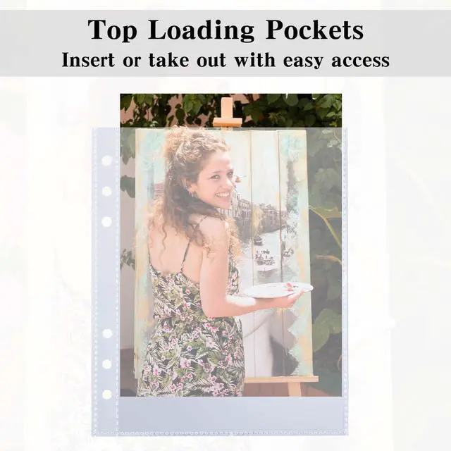 Alt view image 7 of 7 - 50 Pack 50 Pocket 5x7Clear Page Protectors for A5 Binder 6 Ring Top Loading Paper Protector Sheets Binder Sleeves for Cards,Photocards,Postcards,Pictures,Stickers,and Cash Organizer(50)