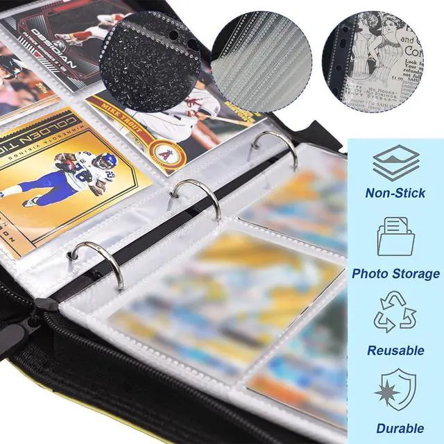 Alt view image 3 of 7 - Photocard Sleeves 50 Pack 400 Pockets 6 Ring A5 Binder Sleeves 2.5x3.5 Inch Double-Sided 4 Pocket Page Protector for Game Cards, Photos, Postcards