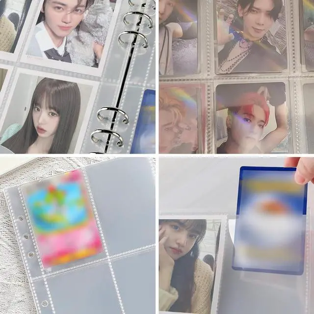 Alt view image 6 of 7 - Photocard Sleeves 50 Pack 400 Pockets 6 Ring A5 Binder Sleeves 2.5x3.5 Inch Double-Sided 4 Pocket Page Protector for Game Cards, Photos, Postcards