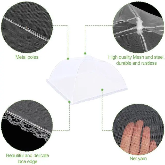 Alt view image 3 of 7 - 4 Pack Mesh Food Covers 17 inch, Large and Tall Food Covers, Pop-Up Mesh Food Covers Tent Umbrella for BBQs, Outdoors, Screen Tents, Parties Picnics, Fruit Cover