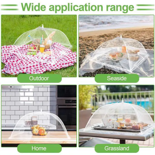 Alt view image 7 of 7 - 4 Pack Mesh Food Covers 17 inch, Large and Tall Food Covers, Pop-Up Mesh Food Covers Tent Umbrella for BBQs, Outdoors, Screen Tents, Parties Picnics, Fruit Cover