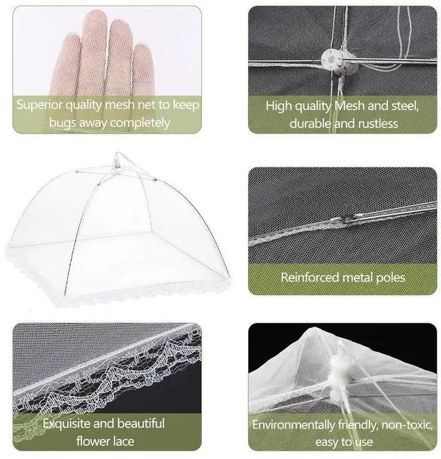 Alt view image 4 of 7 - 3 Pack Food Covers 12 Inch Pop-Up Encrypted Mesh Plate Serving Tents, Fine Net Screen Umbrella for Outdoors, Parties, Picnics, BBQs, Reusable and Collapsible