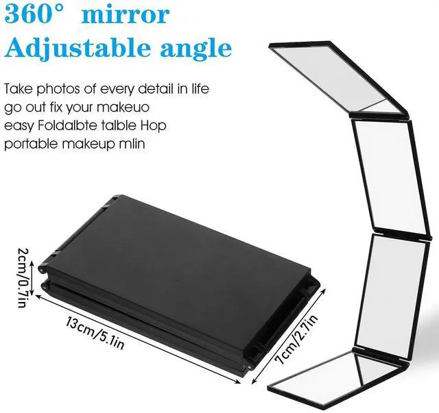 Alt view image 2 of 7 - 360 Degree Self Cut Mirror Foldable Makeup Mirror Handheld Desktop DIY Haircut Tool Styling Grooming for Men 4 Way Mirrors 360 Mirrors for Women for Braiding
