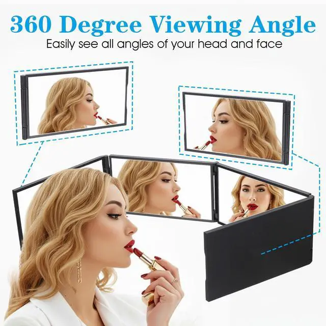 Alt view image 5 of 7 - 360 Degree Self Cut Mirror Foldable Makeup Mirror Handheld Desktop DIY Haircut Tool Styling Grooming for Men 4 Way Mirrors 360 Mirrors for Women for Braiding