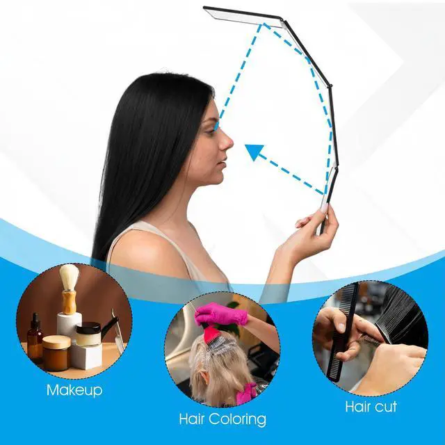 Alt view image 6 of 7 - 360 Degree Self Cut Mirror Foldable Makeup Mirror Handheld Desktop DIY Haircut Tool Styling Grooming for Men 4 Way Mirrors 360 Mirrors for Women for Braiding