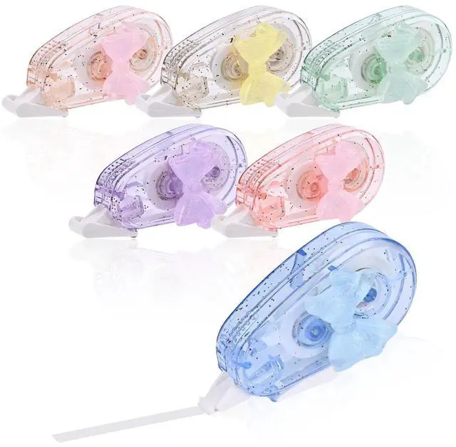 Main image of 6P Aesthetic Correction Tape, White Smooth Pull Out, Butterfly Knot