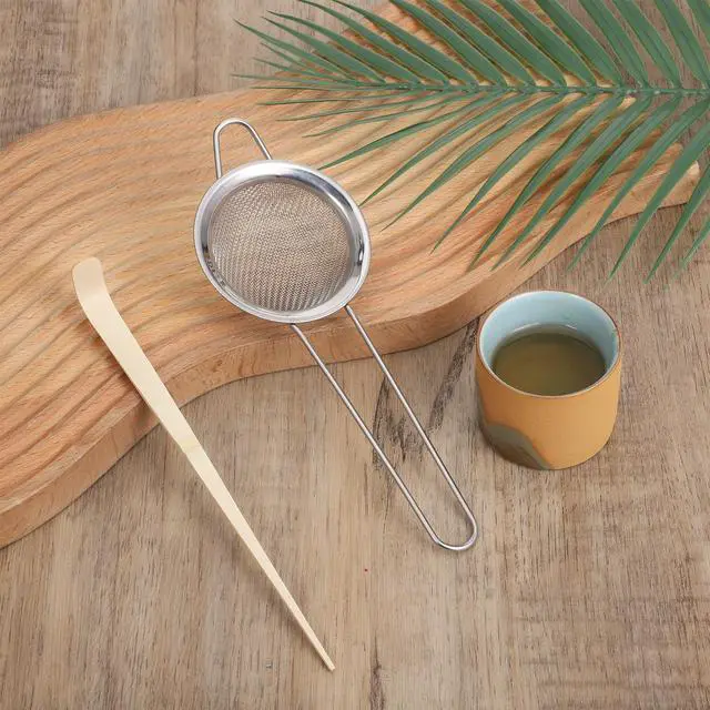 Alt view image 5 of 7 - 3" Matcha Sifter Small Sifter for Matchaa Strainer Small Mesh Strainer Fine Mesh Stainless Steel Tea Strainers, Bamboo Matcha Scoop Spoon Tools for Measuring