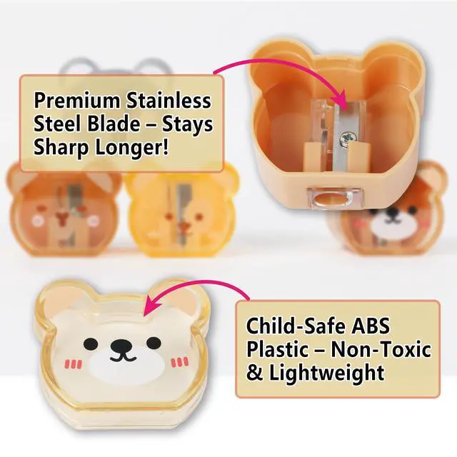 Alt view image 2 of 7 - Cute Pencil Sharpener Manual, Animal Design, Single Hole, 8 Pack