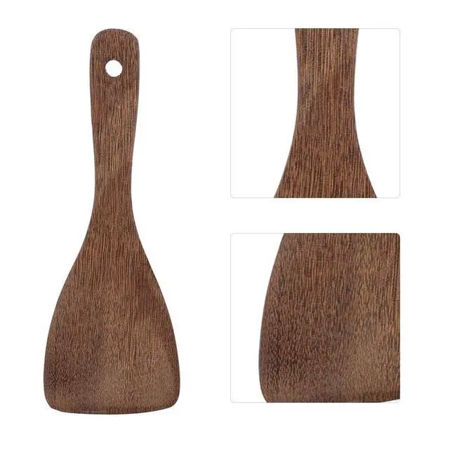 Alt view image 3 of 7 - Wooden Spatula, Bevel Kitchen Cooking Tool Shovel with Heat Protection Handle for Frying Pan Fried Rice and Baking 22cm
