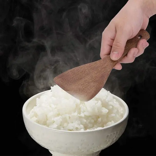 Alt view image 4 of 7 - Wooden Spatula, Bevel Kitchen Cooking Tool Shovel with Heat Protection Handle for Frying Pan Fried Rice and Baking 22cm
