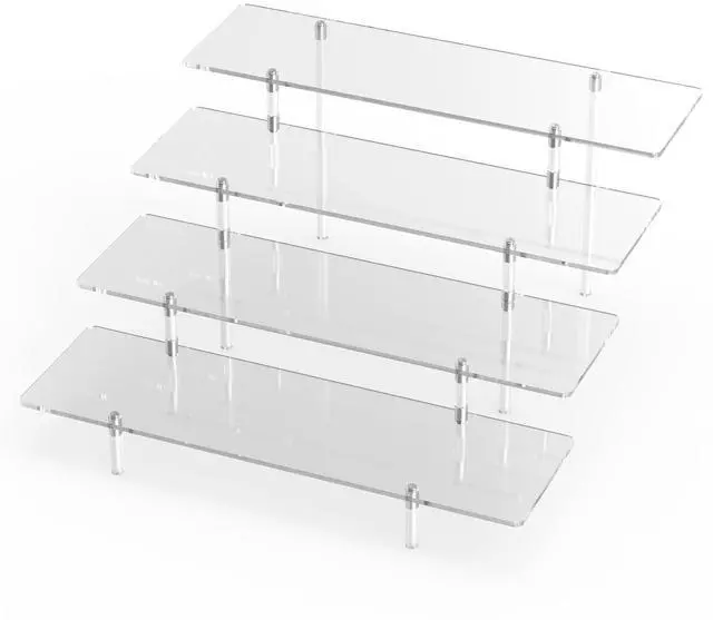 Main image of Acrylic Display Riser Stand Shelf Clear 4 Tier Cupcake Stand Perfume Display Holder Figures Desktop Decoration and Organizer Showcase Toys Retail Display Rack Candy Dessert Buffet