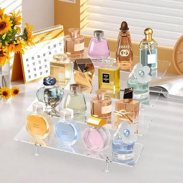 Alt view image 5 of 6 - Acrylic Display Riser Stand Shelf Clear 4 Tier Cupcake Stand Perfume Display Holder Figures Desktop Decoration and Organizer Showcase Toys Retail Display Rack Candy Dessert Buffet