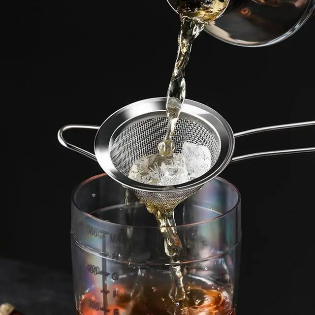 Alt view image 3 of 7 - Cocktail Strainer Set of 2, Stainless Steel Fine Mesh Cone Strainers with Handle, Size 7.87 x 2.76 in, for Cocktails Tea Coffee Matcha and Sauces, Silver