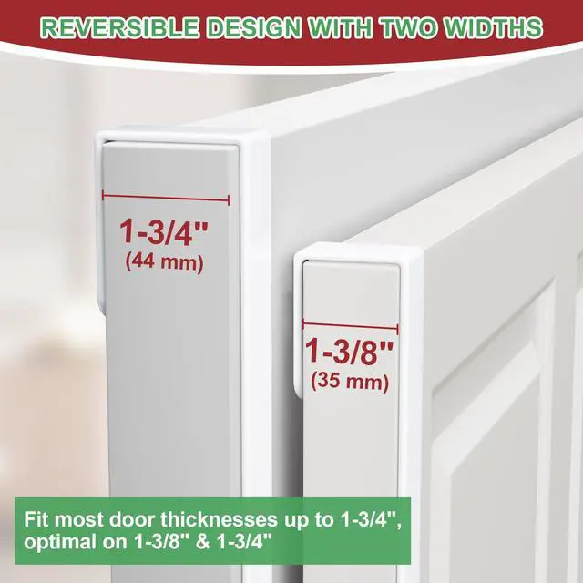 Alt view image 2 of 7 - 15" Reversible Wreath Hangers for Front Door, Fit Most Doors up to 1-3/4", Heavy Duty Steel Over The Door Hooks Hold up to 80 LBS for Spring & Easter Wreaths, Seasonal Door Decor (White 2 Pack)