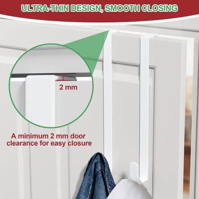 Alt view image 6 of 7 - 15" Reversible Wreath Hangers for Front Door, Fit Most Doors up to 1-3/4", Heavy Duty Steel Over The Door Hooks Hold up to 80 LBS for Spring & Easter Wreaths, Seasonal Door Decor (White 2 Pack)
