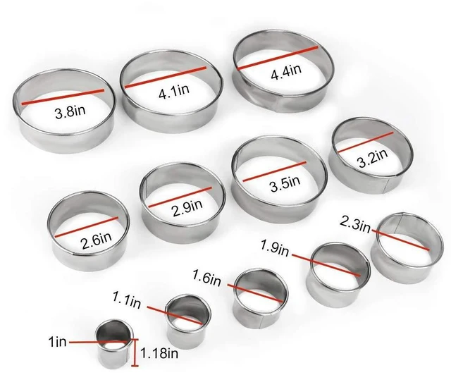 Alt view image 3 of 6 - 12 Pcs Round Cookie Biscuit Cutter Set, Graduated Circle Cutters | 18/8 Stainless Steel, Pastry Cookie Cutters, Donut Cutter Ring Molds for Baking, Cooking, Gift