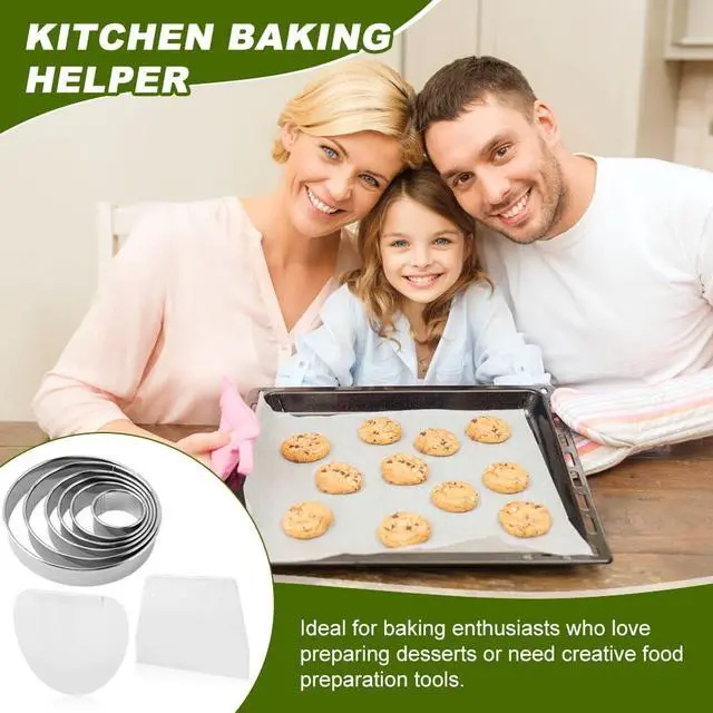 Alt view image 6 of 7 - 6-Piece Stainless Steel Cookie Cutter Set with 2 Plastic Scrapers, Round Cookie Cutter Biscuit Cutter, Baking Molds for Cookies, Cakes, Doughnuts (2, 3, 3.5, 4, 5, 6 Inch(COLOR:Silver)