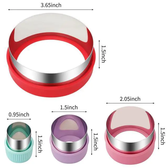 Alt view image 2 of 6 - Round Cookie Cutter Set 4 Different Sizes of Stainless Steel Biscuit Cutters for Baking, Donut, English Muffin, and More