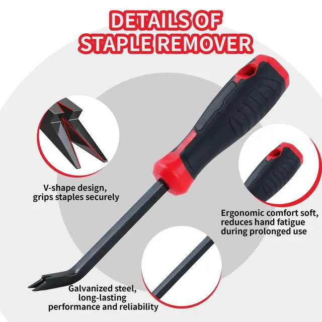 Alt view image 3 of 7 - Staple Remover Heavy Duty Upholstery Stapler Remover Tool Staple Puller Lifter Tool for Carpet, Wood, Floor, Construction, Furniture