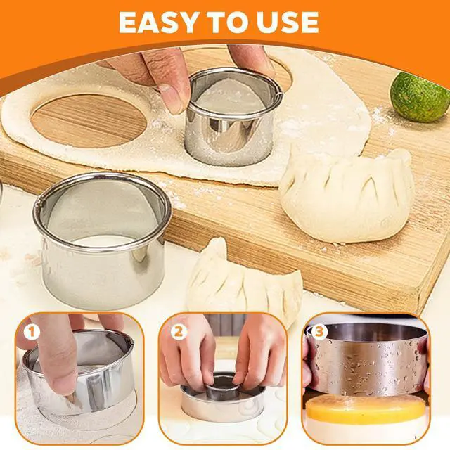 Alt view image 2 of 7 - 6 Pcs Stainless Steel Round Cookie Cutter Set (2, 3, 3.5, 4, 5, 6 Inch),Multi-Size Circle Cutters for Baking Biscuits, Donuts, Sandwiches & Flan,Durable Metal Biscuit Cutters for Kitchen Pastry Crafts