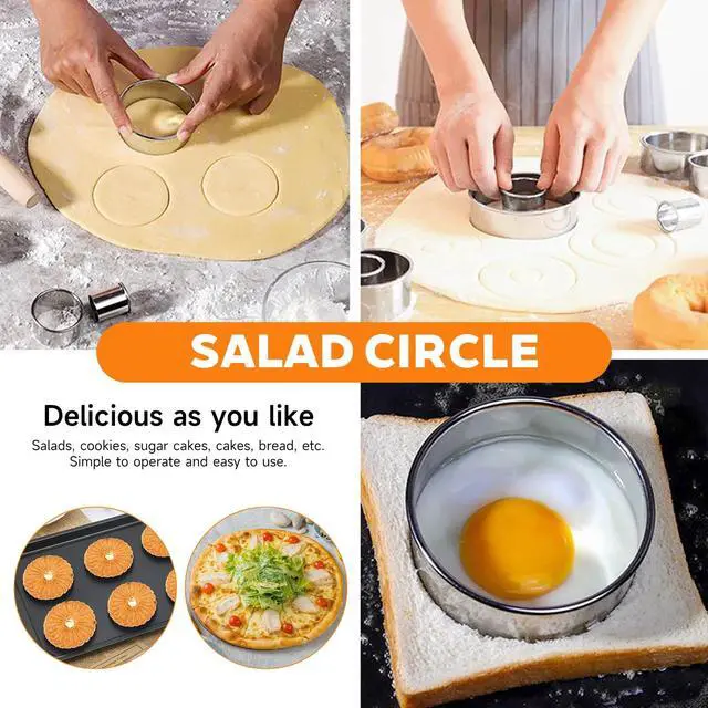 Alt view image 4 of 7 - 6 Pcs Stainless Steel Round Cookie Cutter Set (2, 3, 3.5, 4, 5, 6 Inch),Multi-Size Circle Cutters for Baking Biscuits, Donuts, Sandwiches & Flan,Durable Metal Biscuit Cutters for Kitchen Pastry Crafts