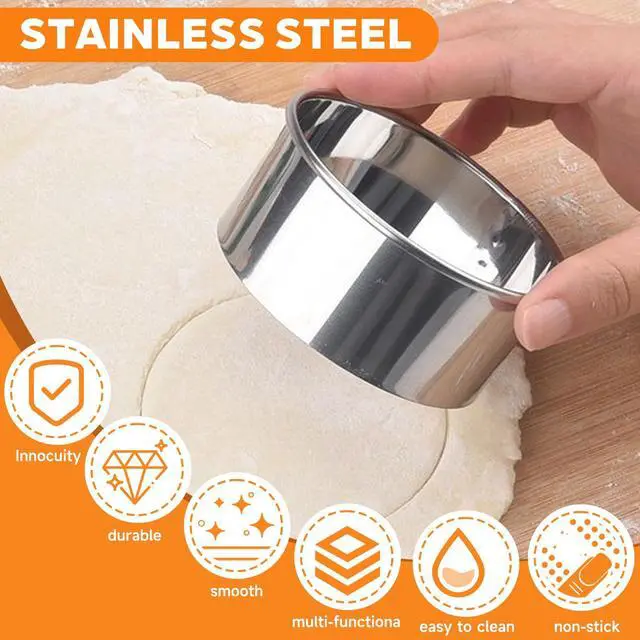 Alt view image 6 of 7 - 6 Pcs Stainless Steel Round Cookie Cutter Set (2, 3, 3.5, 4, 5, 6 Inch),Multi-Size Circle Cutters for Baking Biscuits, Donuts, Sandwiches & Flan,Durable Metal Biscuit Cutters for Kitchen Pastry Crafts