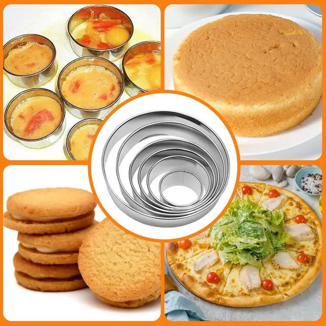 Alt view image 7 of 7 - 6 Pcs Stainless Steel Round Cookie Cutter Set (2, 3, 3.5, 4, 5, 6 Inch),Multi-Size Circle Cutters for Baking Biscuits, Donuts, Sandwiches & Flan,Durable Metal Biscuit Cutters for Kitchen Pastry Crafts