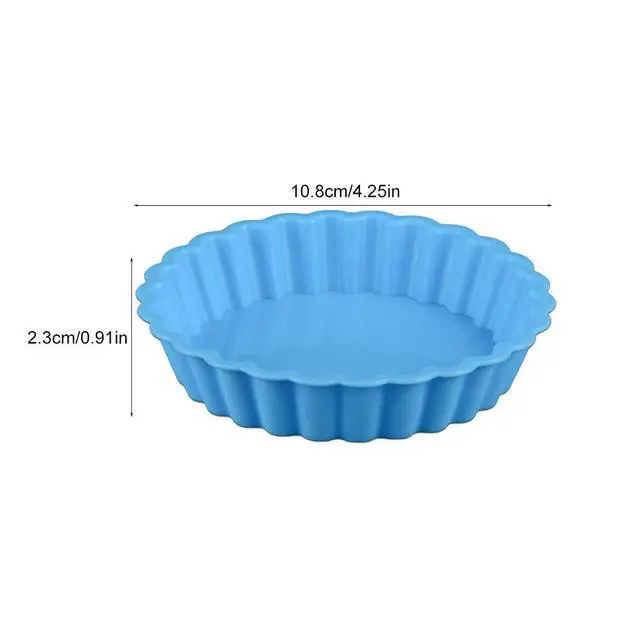 Alt view image 2 of 7 - 8 Pcs Silicone Quiche Pan,Round 4 Inch Tart M-old Mini Pie Pan Individual Small Fluted Cake Pans For Cooking Baking(Random color)