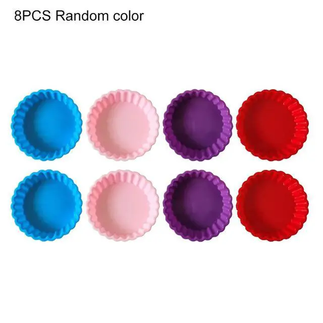 Alt view image 3 of 7 - 8 Pcs Silicone Quiche Pan,Round 4 Inch Tart M-old Mini Pie Pan Individual Small Fluted Cake Pans For Cooking Baking(Random color)