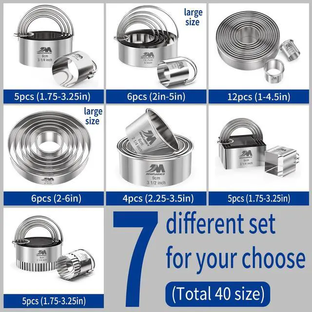 Alt view image 2 of 6 - 4 Pieces Stainless Steel Cookie Cutter Set 2.25inch, 2.75inch, 3.25inch,3.5inch Biscuit Plain Edge Round Cutters Sizes Shape Molds GIFT PACKAGE