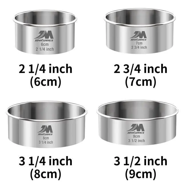 Alt view image 3 of 6 - 4 Pieces Stainless Steel Cookie Cutter Set 2.25inch, 2.75inch, 3.25inch,3.5inch Biscuit Plain Edge Round Cutters Sizes Shape Molds GIFT PACKAGE