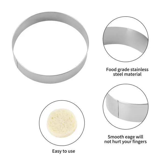 Alt view image 2 of 6 - Round Cookie Cutter Set Large - 5 Inch, 4 Inch, 3 Inch, 2 Inch - Geometric Cookie Cutters Shapes Molds - Stainless Steel Homemade Round Biscuit Treats Cutter