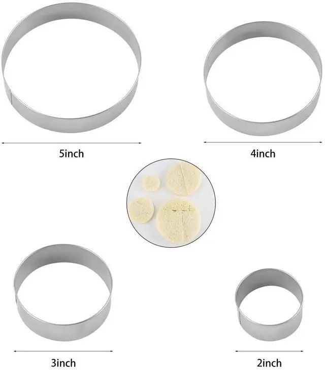 Alt view image 3 of 6 - Round Cookie Cutter Set Large - 5 Inch, 4 Inch, 3 Inch, 2 Inch - Geometric Cookie Cutters Shapes Molds - Stainless Steel Homemade Round Biscuit Treats Cutter