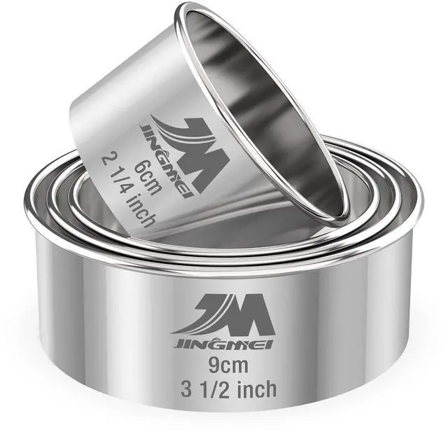 Main image of 4 Pieces Stainless Steel Cookie Cutter Set Biscuit Cutter 2.25inch, 2.75inch, 3.25inch,3.5inch Biscuit Plain Edge Round Cutters Sizes Shape Molds Multiple Sizes