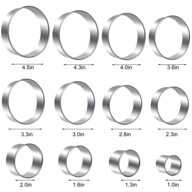 Alt view image 3 of 7 - Round Cookie Cutters Set 12 Pieces Bistcuit Cookie Cutters Circle Pastry Cutters Round Donut Ring Molds for Baking for Pastries Doughs Doughnuts
