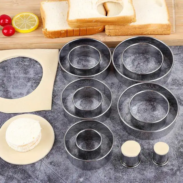 Alt view image 4 of 7 - Round Cookie Cutters Set 12 Pieces Bistcuit Cookie Cutters Circle Pastry Cutters Round Donut Ring Molds for Baking for Pastries Doughs Doughnuts