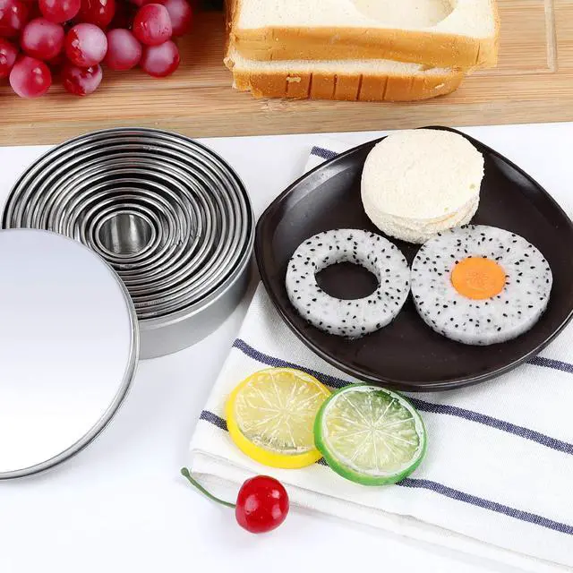 Alt view image 5 of 7 - Round Cookie Cutters Set 12 Pieces Bistcuit Cookie Cutters Circle Pastry Cutters Round Donut Ring Molds for Baking for Pastries Doughs Doughnuts