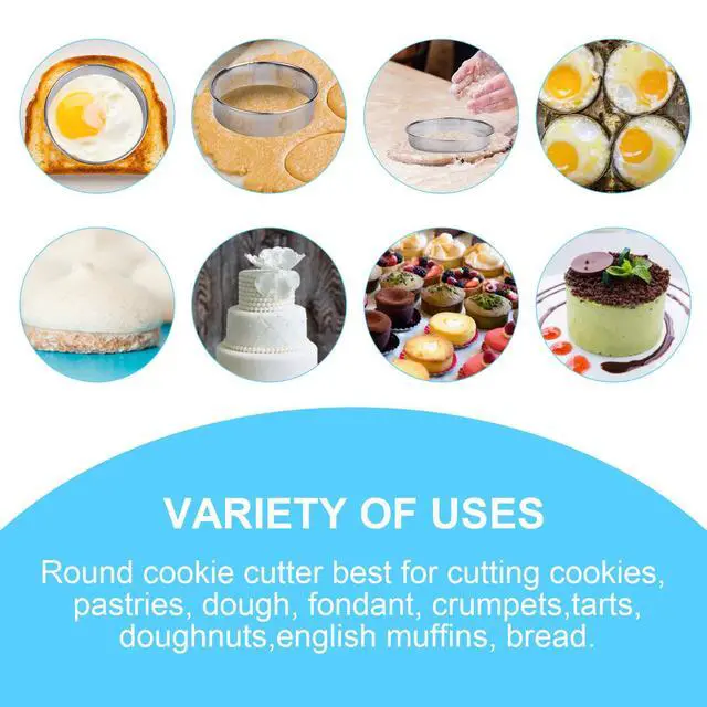 Alt view image 7 of 7 - 12 Pcs Donut Hole Cookie Biscuit Cutter Set for Baking, Graduated Doughnut Round Cookie Cutters, Metal Scone Circle Cookie Cutters for Frying, Biscuits Ring Molds for Cooking Cake(1-4.4 Inch) HAHAYOO
