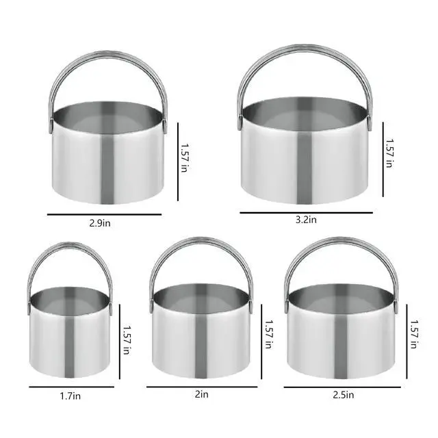 Alt view image 2 of 7 - 5 Pack Cookie Cutters, Round Metal Biscuit Cutter with Handle, Stainless Steel Circle Baking Tools for Dough Pastry and Cake, Dishwasher Safe