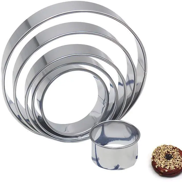 Main image of 6 PCS Round Cookie Cutter Set, Stainless Steel Circle Biscuit Cutters for Baking (2/3/3.5/4/5/6 In)