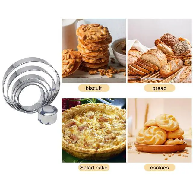 Alt view image 7 of 7 - 6 PCS Round Cookie Cutter Set, Stainless Steel Circle Biscuit Cutters for Baking (2/3/3.5/4/5/6 In)