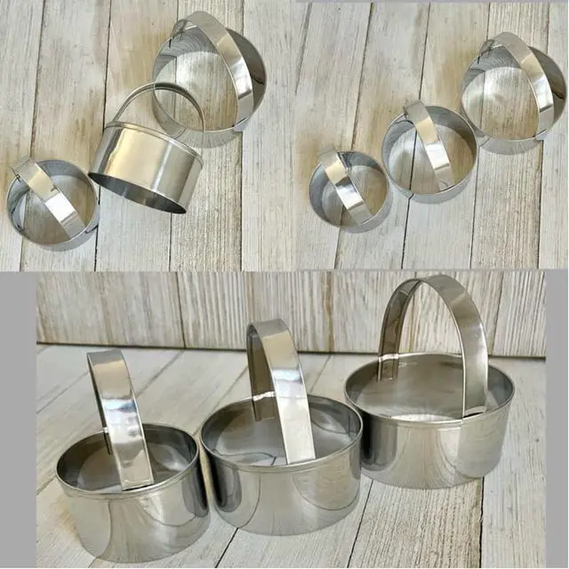 Alt view image 3 of 7 - 3 Pieces Round Biscuit Cutter with Handle - Stainless Steel Round Circle Doughnut Cutter Baking Molds Assorted Size